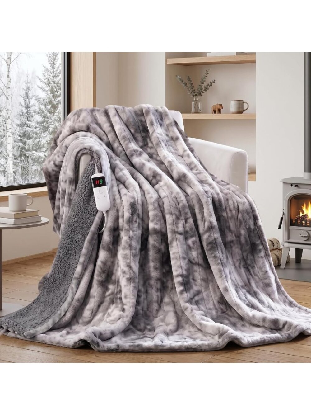 Heated Electric Blanket Throw 50''x60'' - Fast Tie-Dye Heating Blanket, Washable